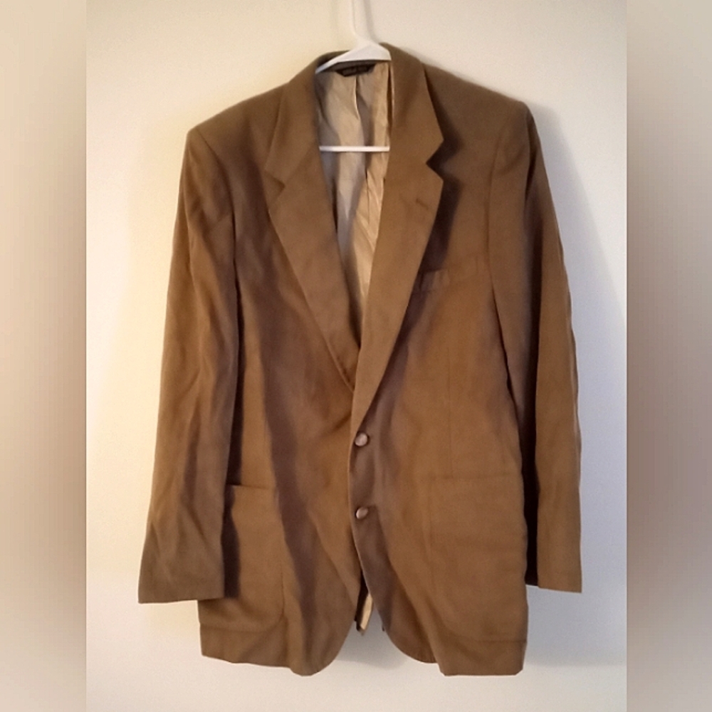 Lanvin Men's Feather Seude Caramel Leather Blazer - Picture 2 of 6